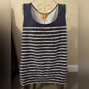 Ruby Rd. Navy and White Striped Tank Top Women's Plus